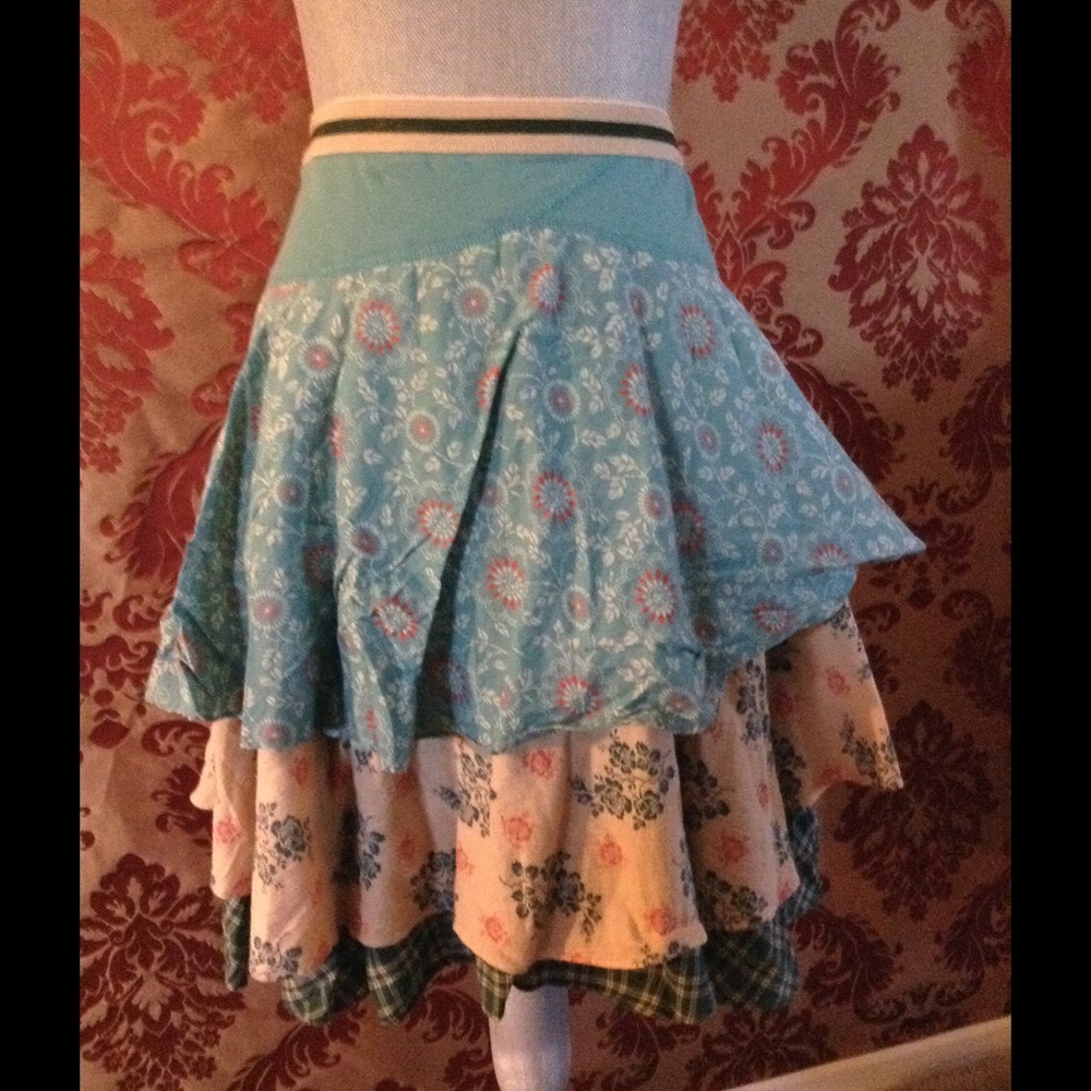 Free People Floral Patchwork Mini Skirt